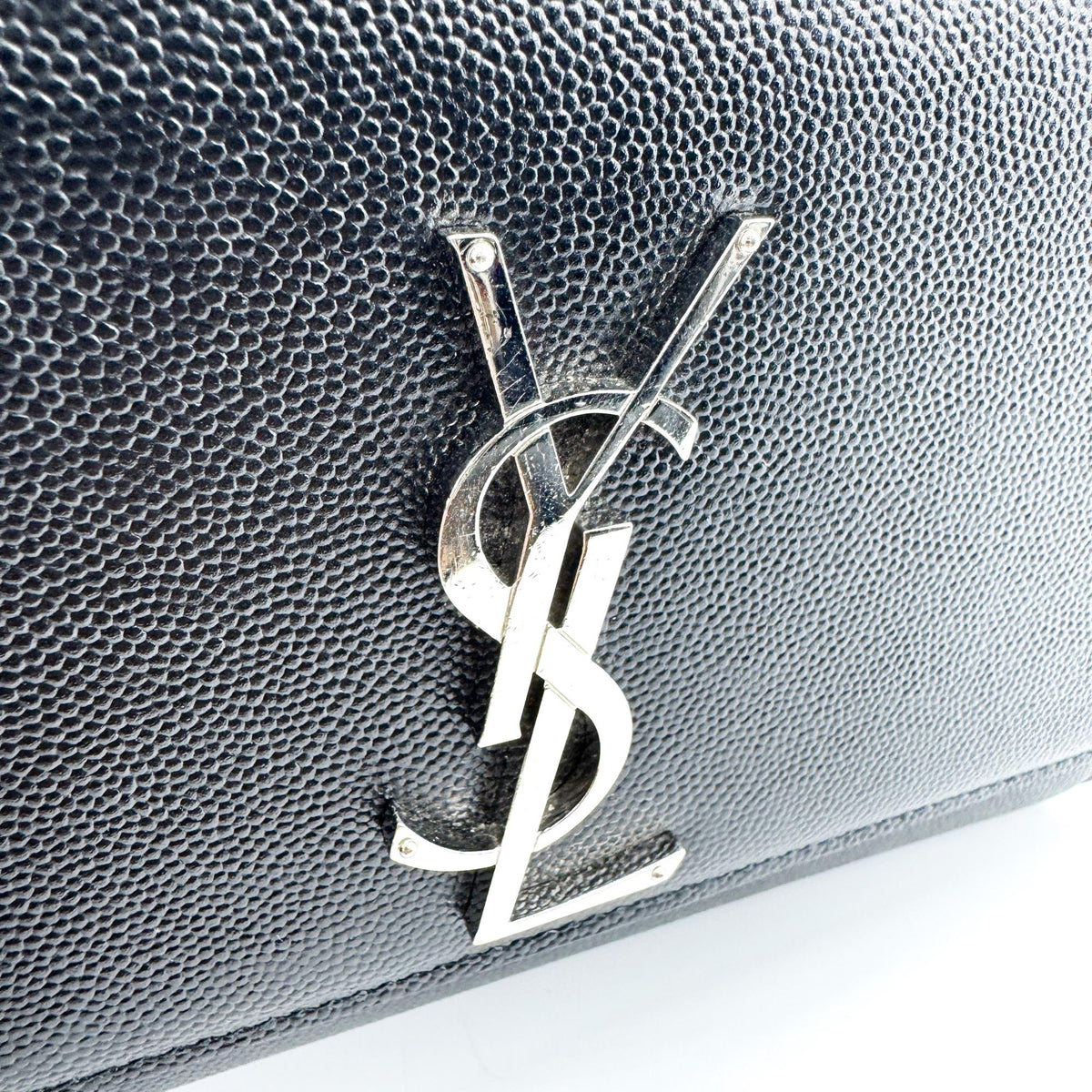 Saint Laurent Classic Monogram Flap Chain Leather Black Leather Crossbody Bag Bag (Pre-Owned)