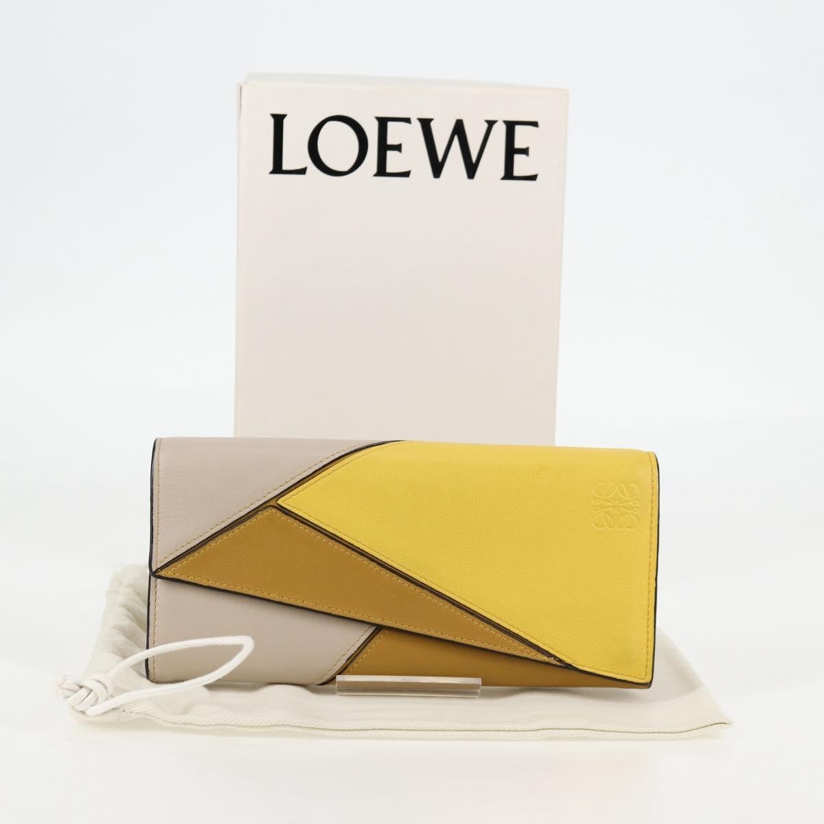 Loewe Puzzle Zip Leather Yellow Leather Wallets Accessory (Pre-Owned)