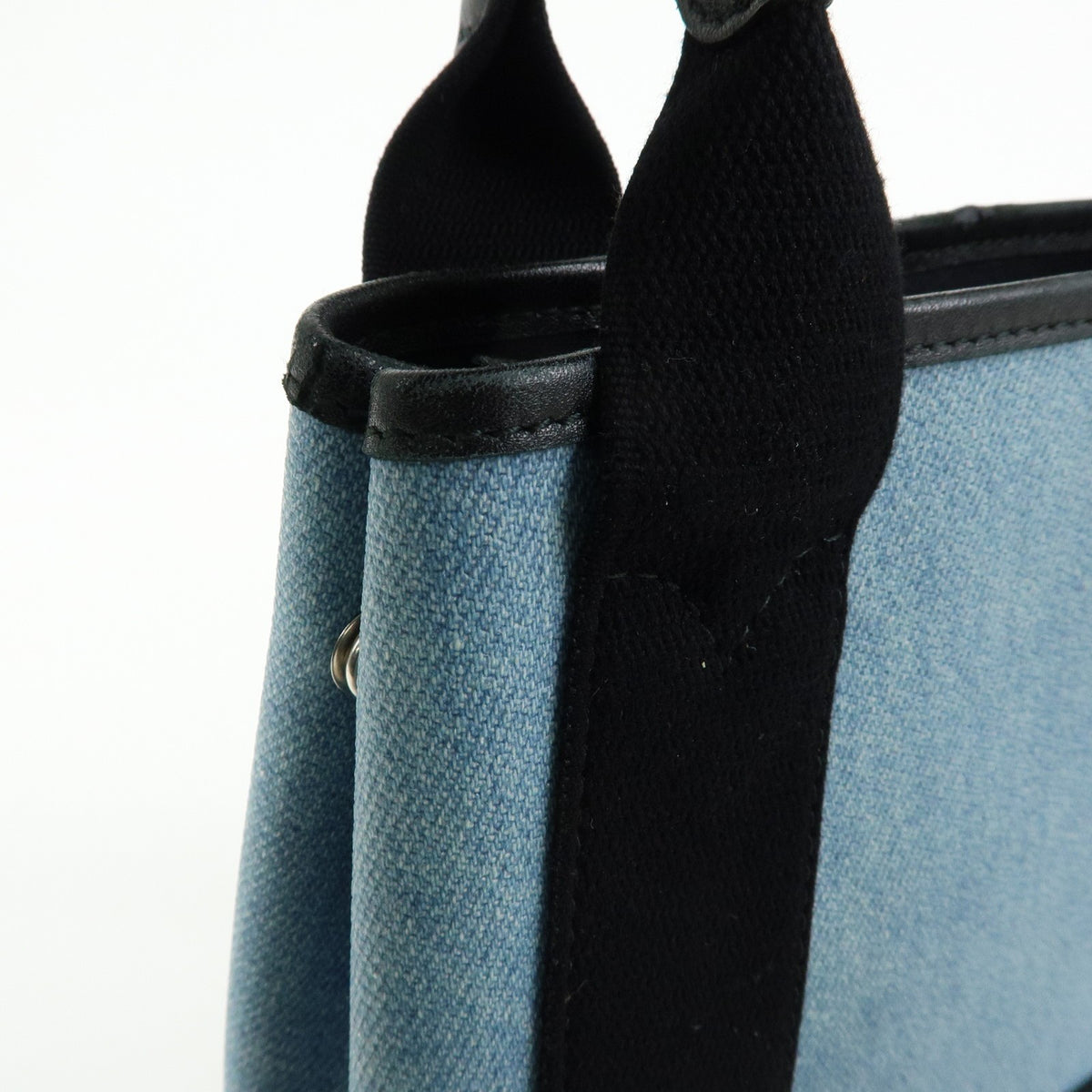 Balenciaga Navy Cabas Coated Denim With Leather Blue Pvc Tote Bag Bag (Pre-Owned)