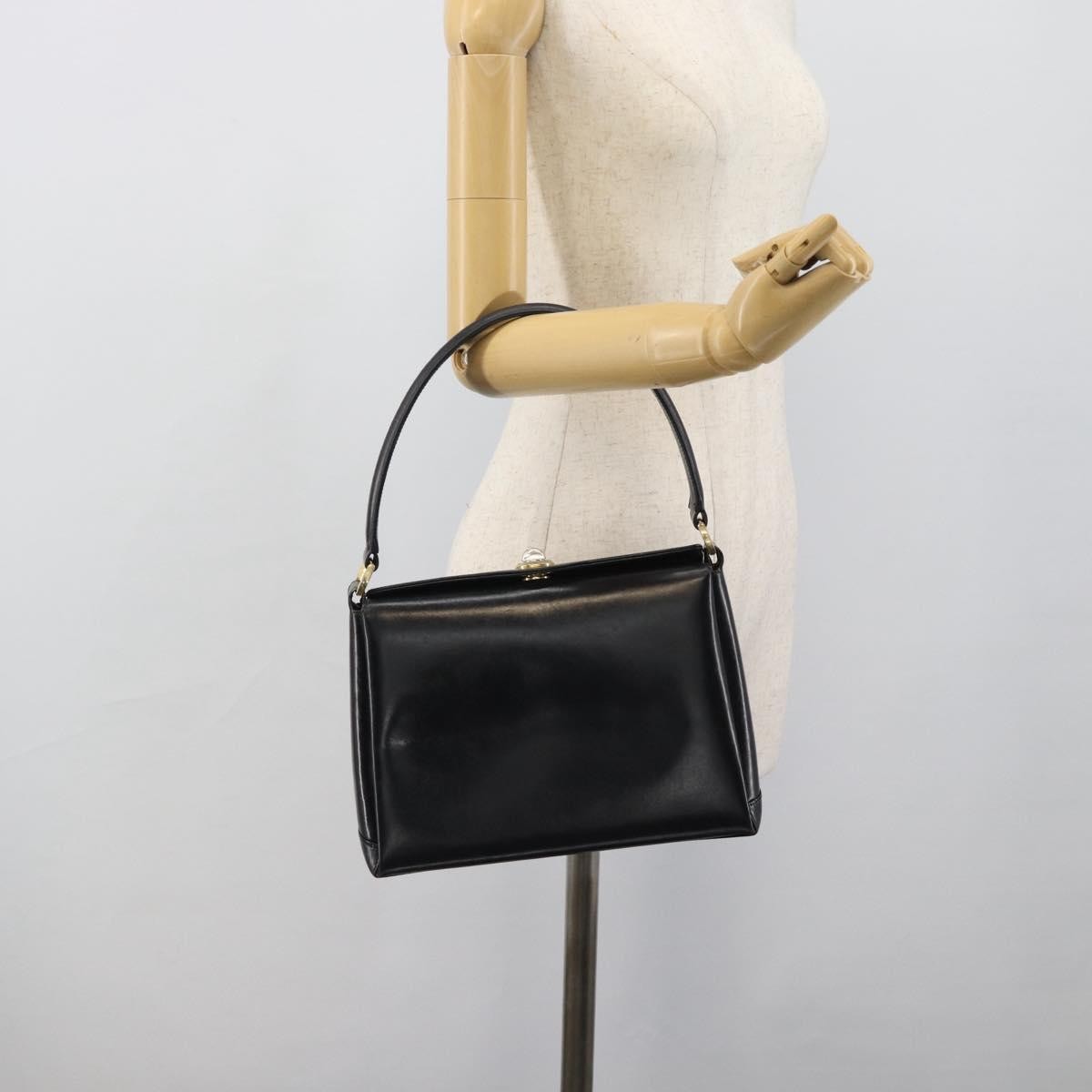 Gucci Vintage Convertible Box Leather Black Leather Handbag (Pre-Owned)