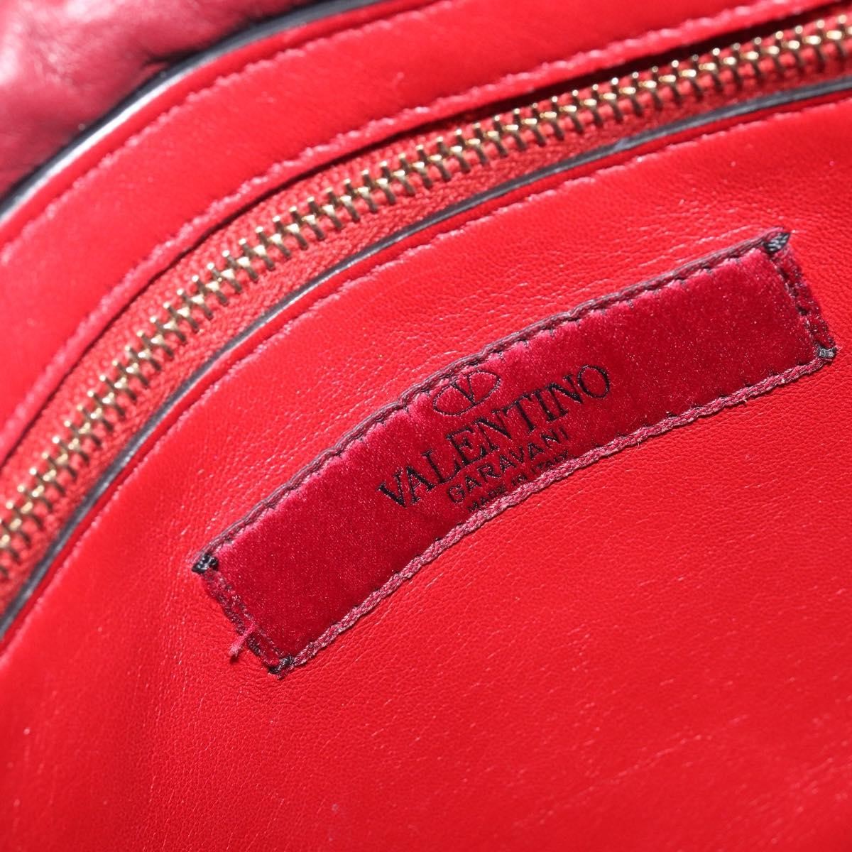 Valentino Garavani Rockstud Spike Flap Quilted Suede Red Suede Handbag (Pre-Owned)