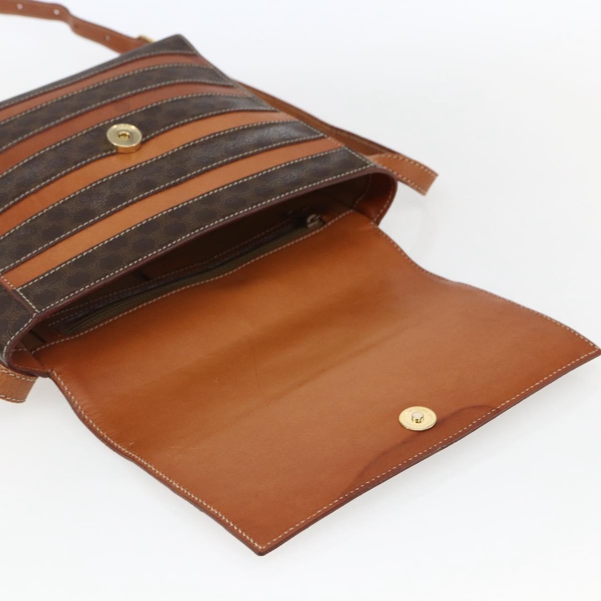 Celine Vintage Macadam Canvas And Leather Brown Canvas Shoulder Bag Bag (Pre-Owned)