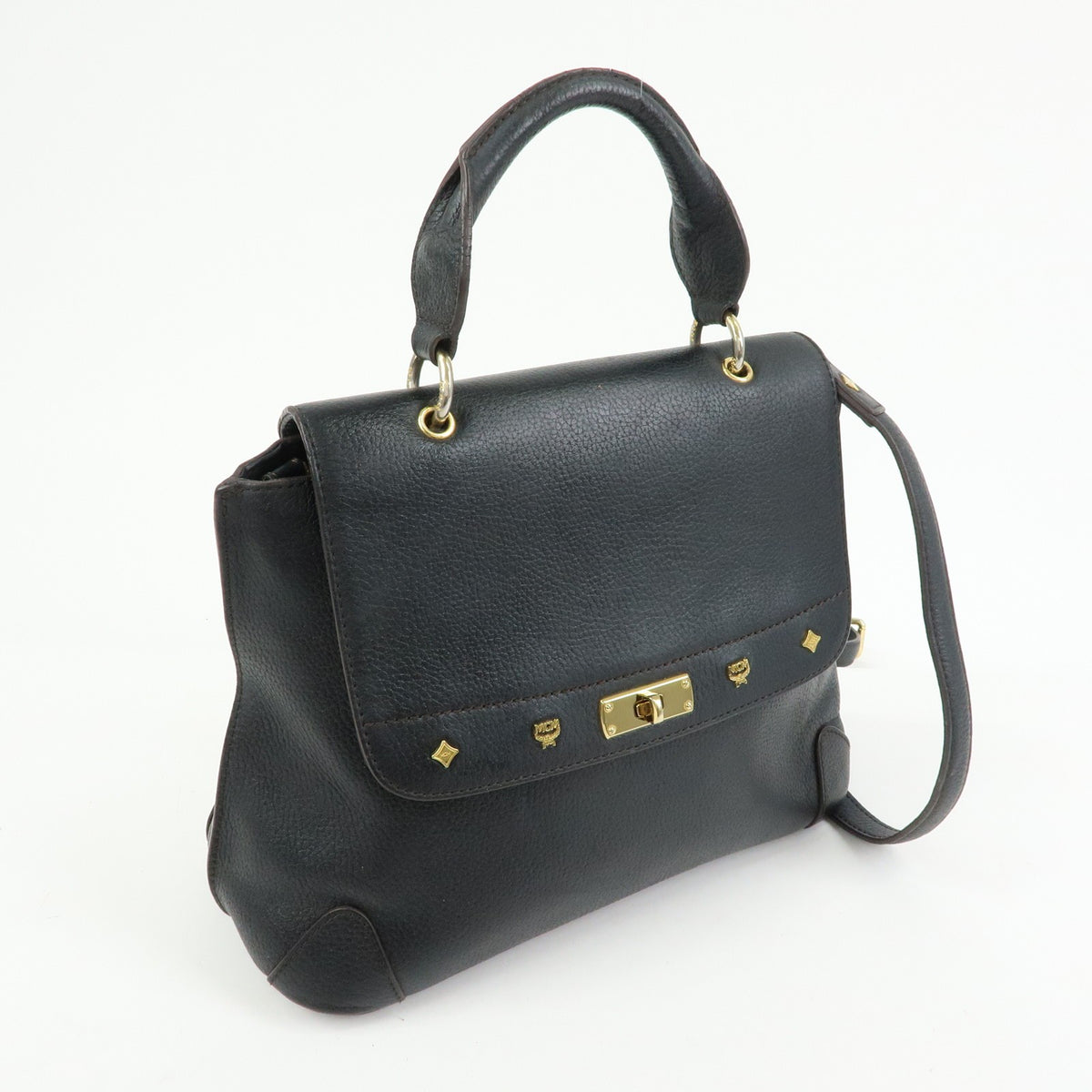 MCM Vintage Leather Black Leather Shoulder Bag Bag (Pre-Owned)