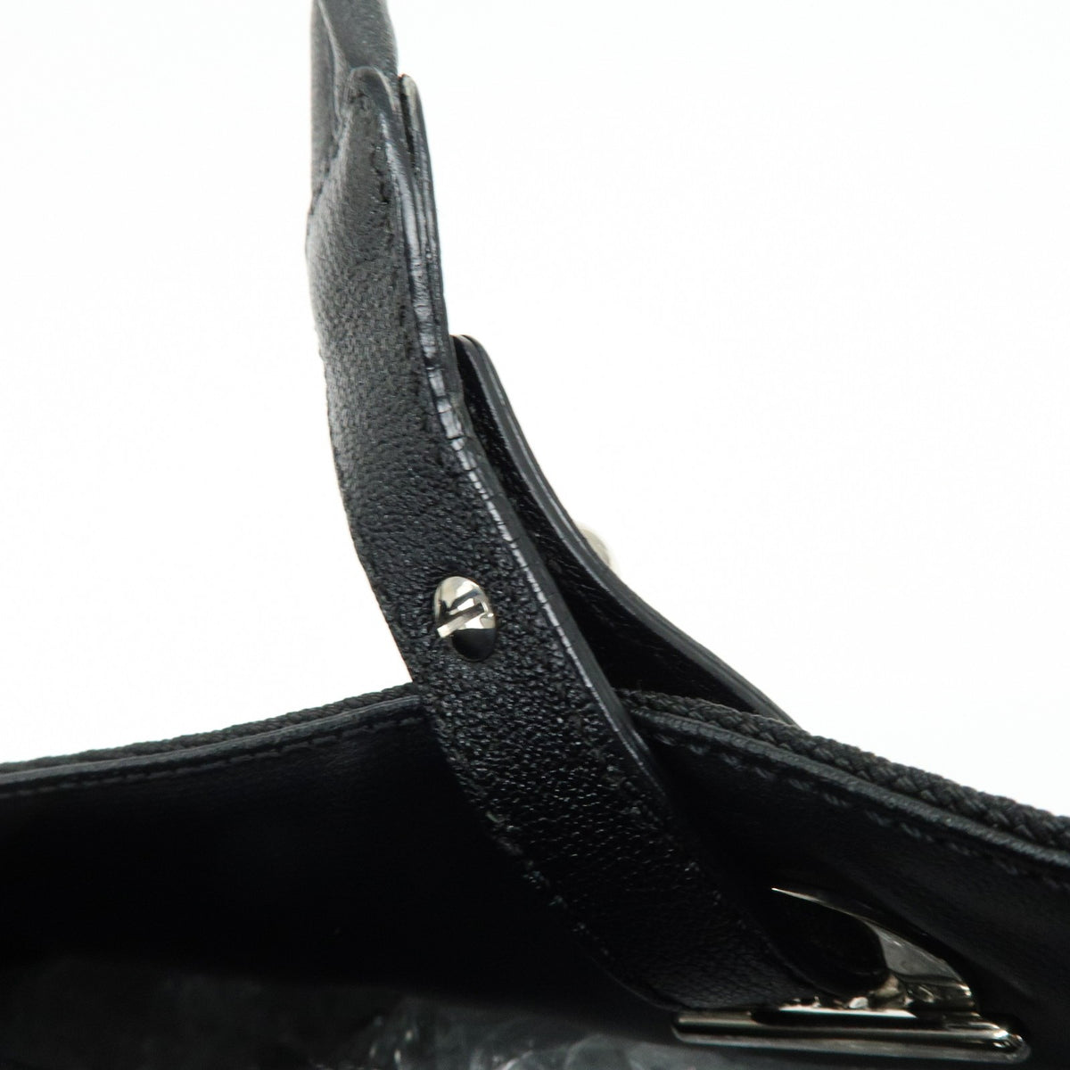 Chanel Biarritz Quilted Coated Canvas Black Leather Tote Bag Bag (Pre-Owned)