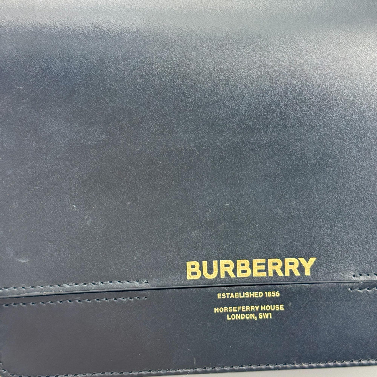 Burberry Grace Flap Horseferry Printed Leather Black Leather Shoulder Bag Bag (Pre-Owned)