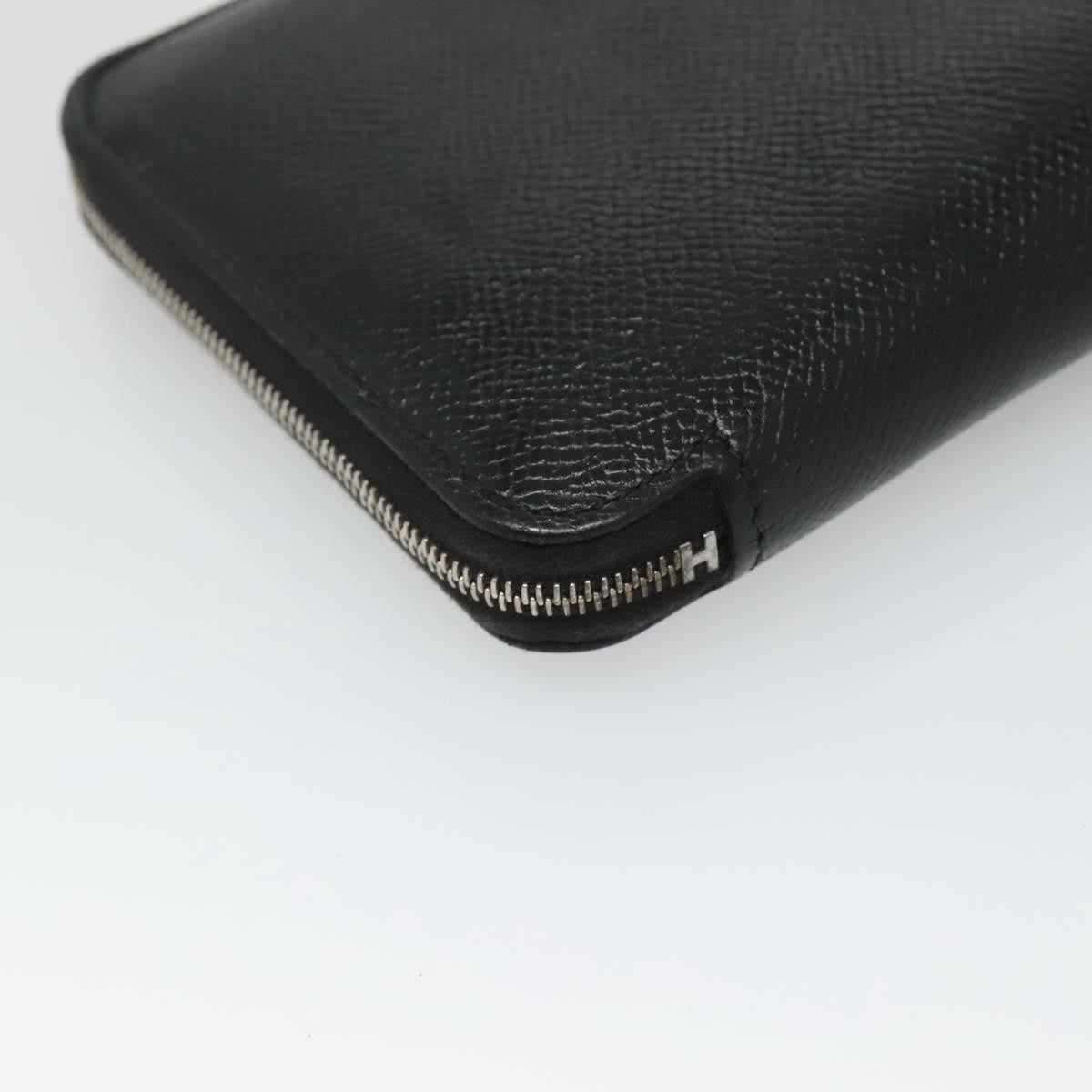 Hermes Azap Zip Around Silk'in Epsom Black Leather Wallets Accessory (Pre-Owned)
