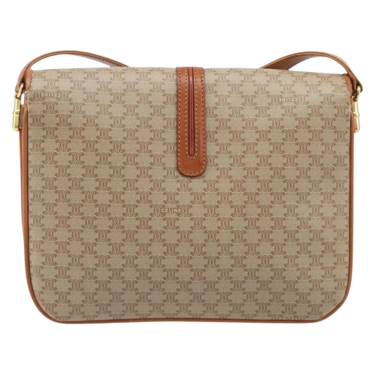Celine Vintage Macadam Canvas And Leather Beige Canvas Shoulder Bag Bag (Pre-Owned)