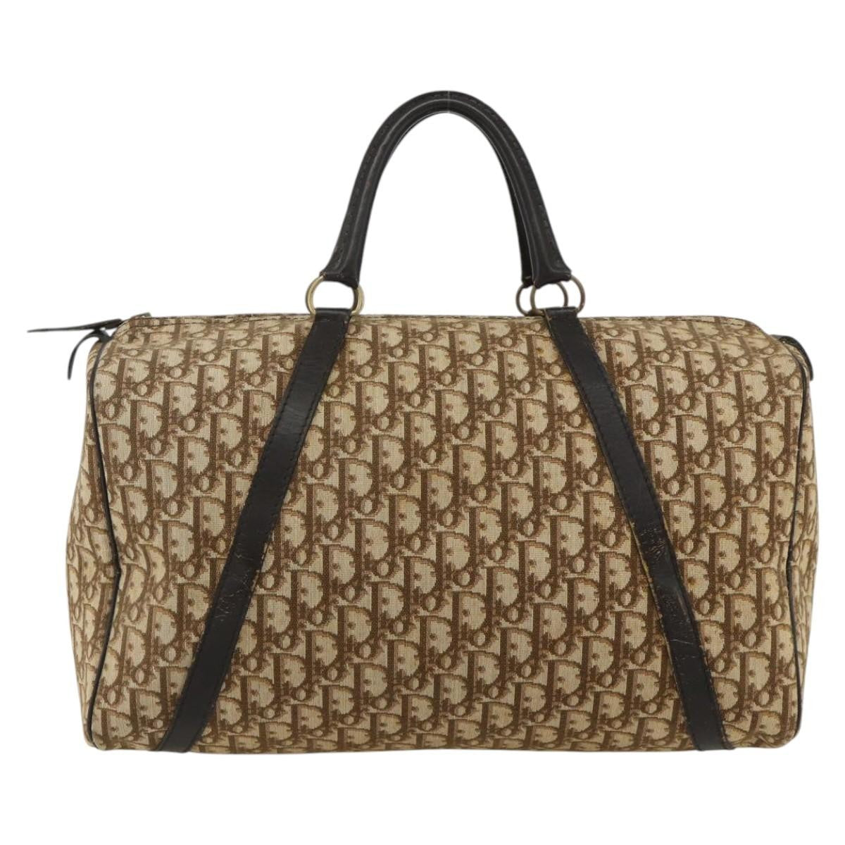 Christian Dior Vintage Trotter Boston Diorissimo Canvas Beige Canvas Handbag (Pre-Owned)