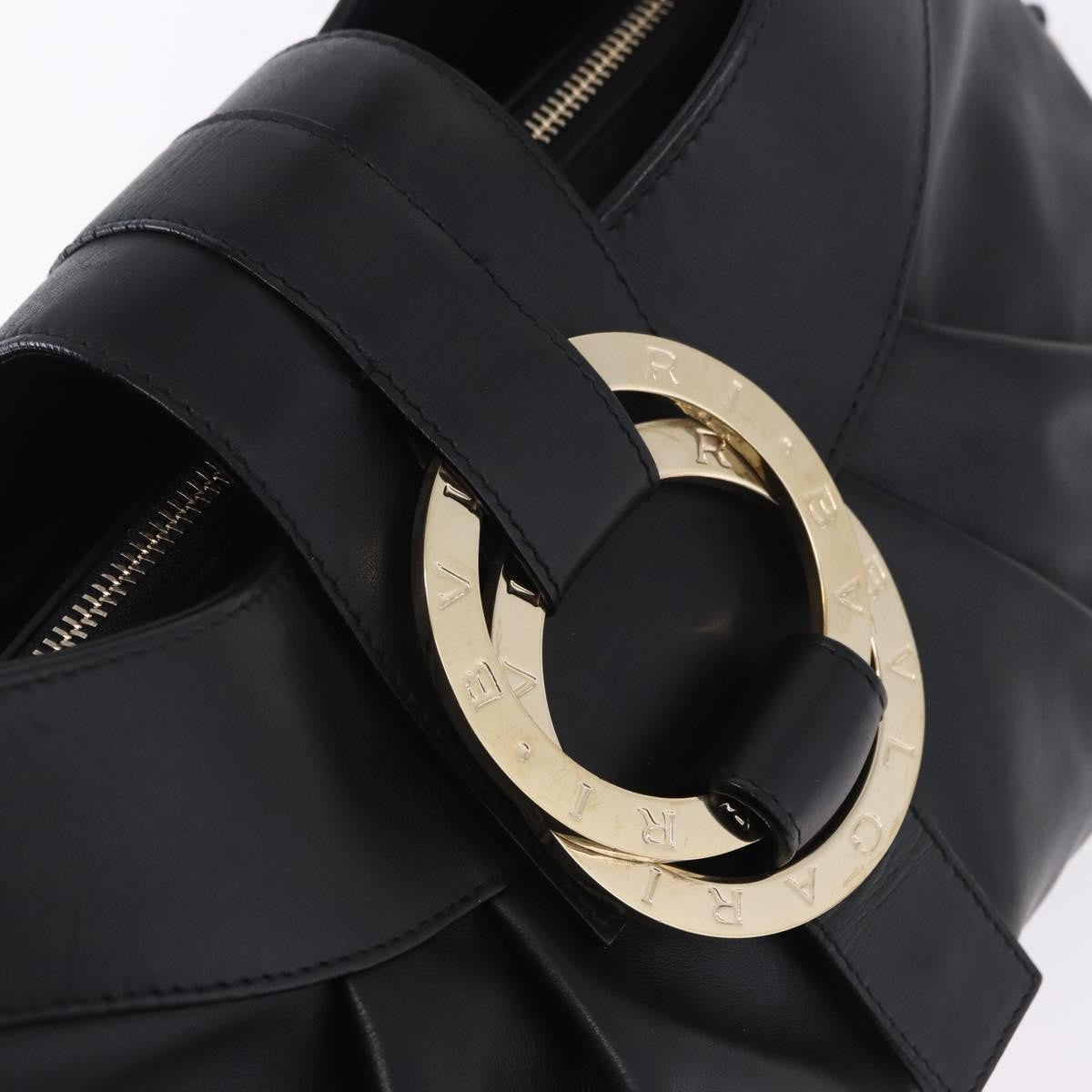 Bvlgari Chandra Hobo Leather Black Leather Handbag (Pre-Owned)