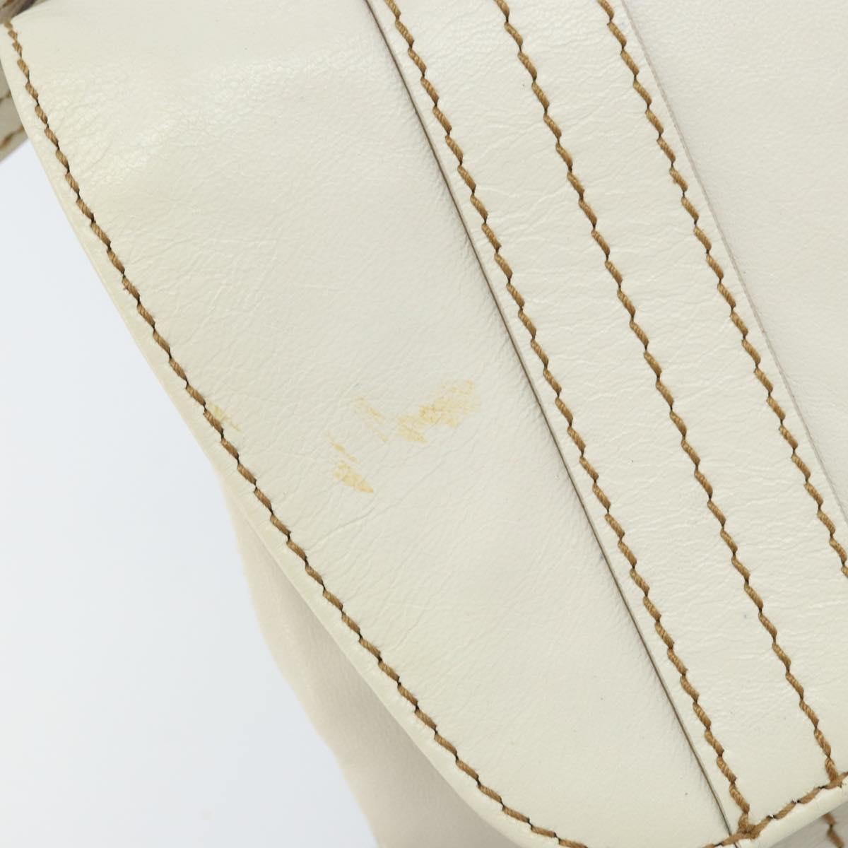 Gucci Vintage Leather White Leather Handbag (Pre-Owned)