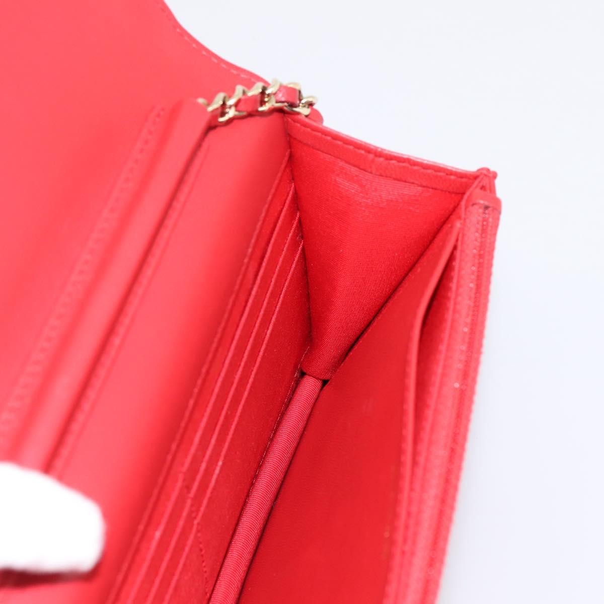 Chanel Wallet On Chain Quilted Lambskin Red Leather Wallets Accessory (Pre-Owned)