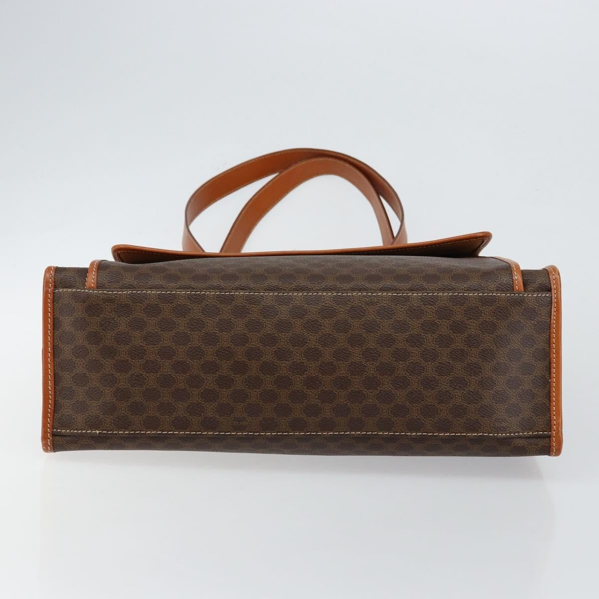 Celine Vintage Macadam Canvas And Leather Brown Canvas Tote Bag Bag (Pre-Owned)