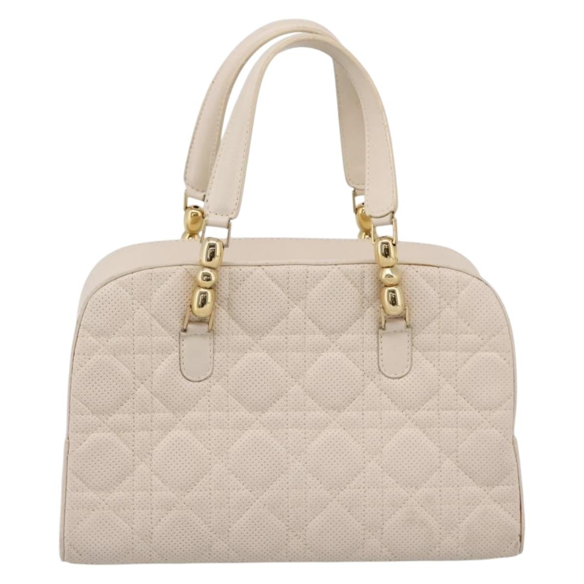 Christian Dior Vintage Leather White Leather Tote Bag Bag (Pre-Owned)