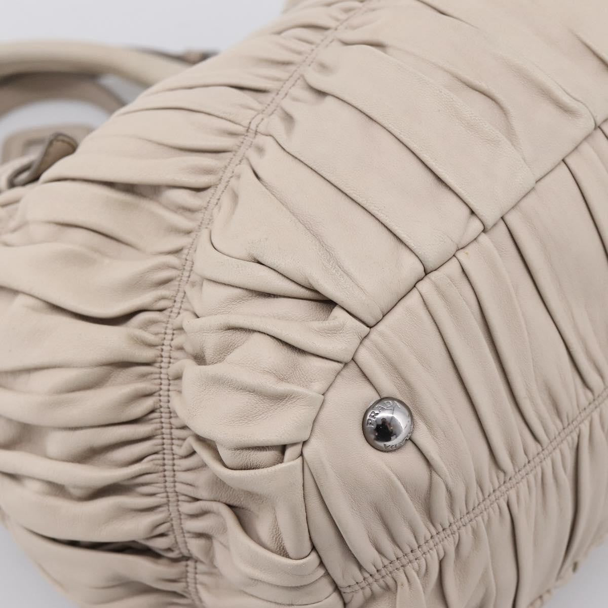 Prada Gaufre Convertible Nappa Leather Beige Leather Tote Bag Bag (Pre-Owned)