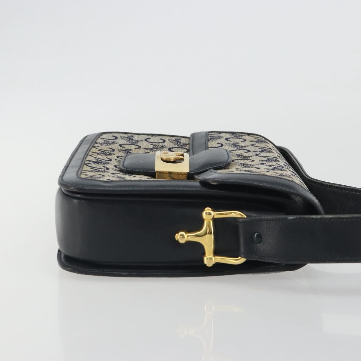 Celine Vintage Horse Carriage C Macadam Canvas And Leather Navy Canvas Shoulder Bag Bag (Pre-Owned)