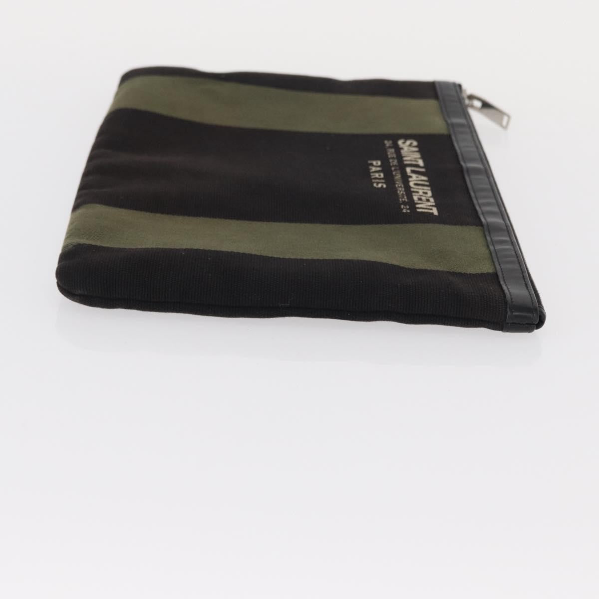 Saint Laurent Beach Zip Canvas Khaki Canvas Clutche & Pouche Bag (Pre-Owned)