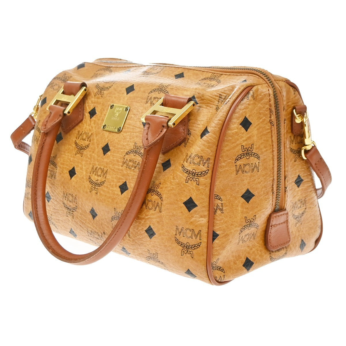 MCM Visetos Logogramme Leather Brown Leather Handbag (Pre-Owned)