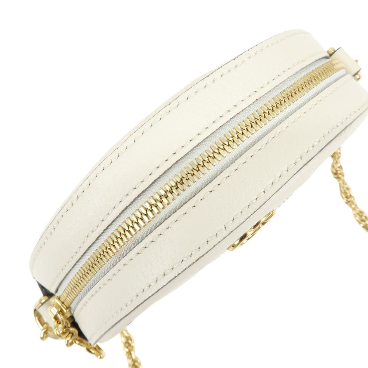 Gucci Ophidia Round Leather White Leather Shoulder Bag Bag (Pre-Owned)