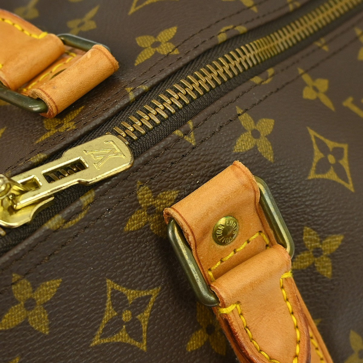 Louis Vuitton Keepall Bandoulière Monogram Brown Canvas Travel Bag Bag (Pre-Owned)