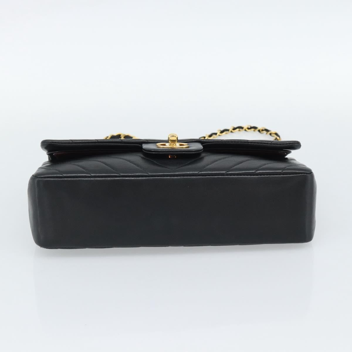 Chanel Timeless - Classic Double Flap Chevron Calfskin Black Calfskin Shoulder Bag Bag (Pre-Owned)