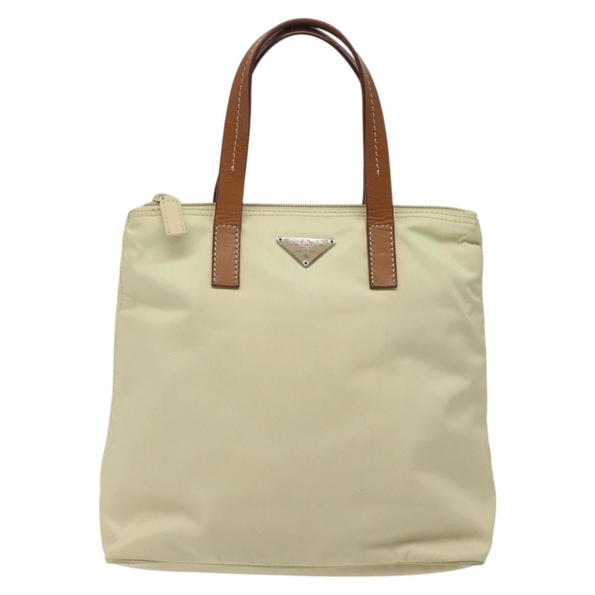 Prada Vintage Tote Tessuto White Nylon Tote Bag Bag (Pre-Owned)
