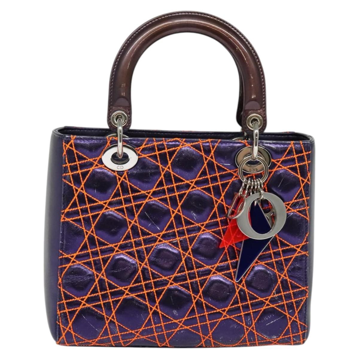 Christian Dior Lady Dior Purple Leather Handbag (Pre-Owned)