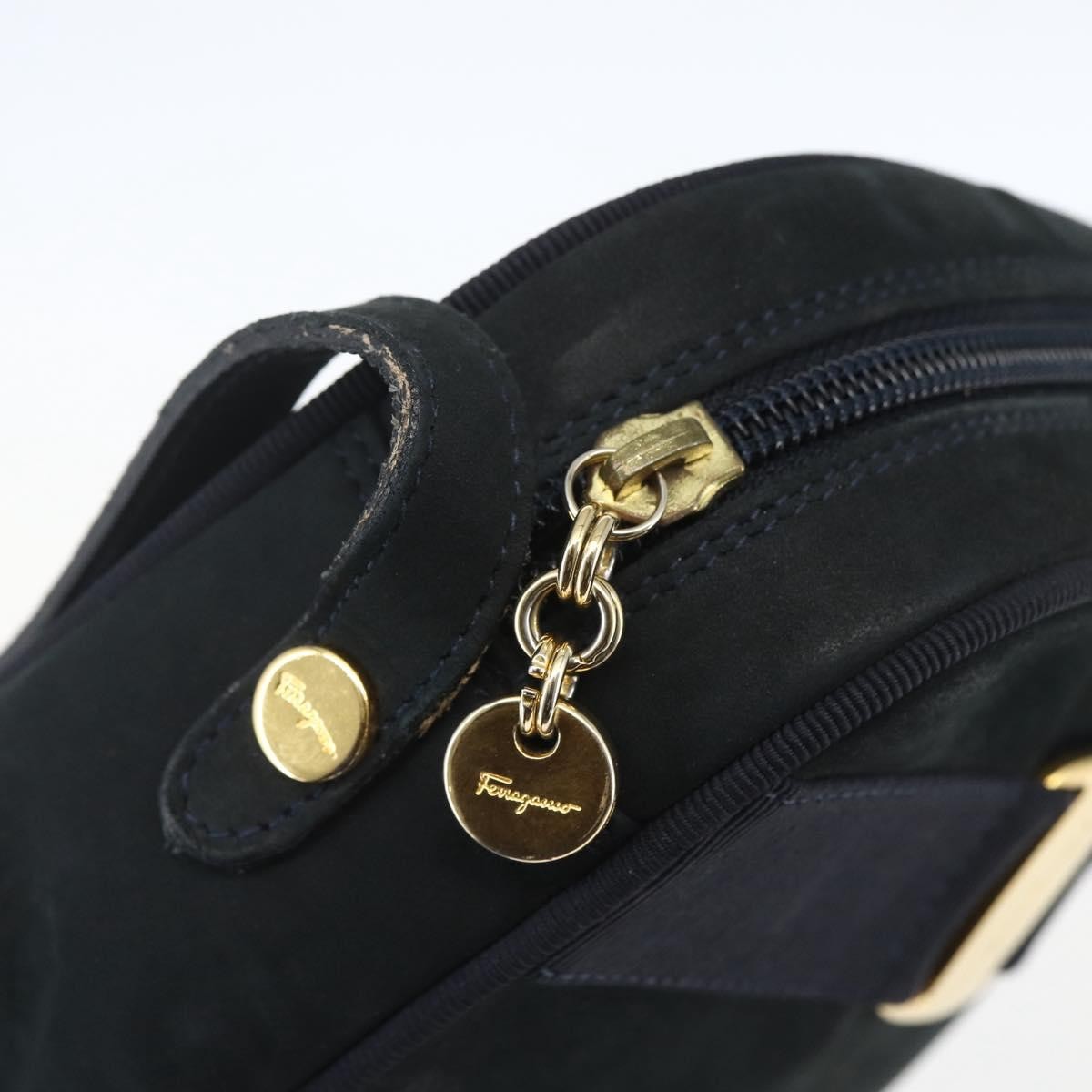 Salvatore Ferragamo Vala Suede Navy Suede Shoulder Bag Bag (Pre-Owned)