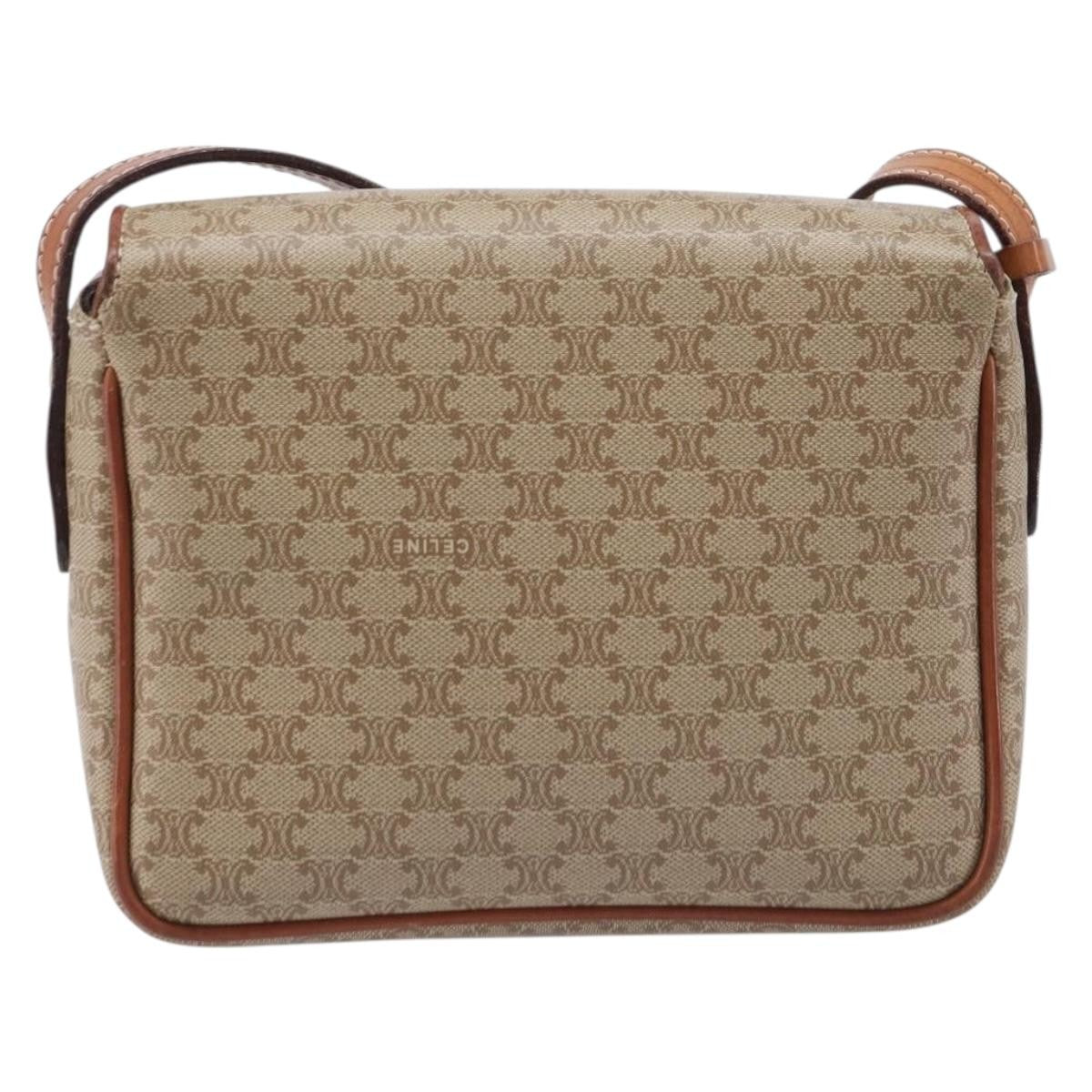 Celine Macadam Shoulder Canvas Beige Canvas Crossbody Bag Bag (Pre-Owned)
