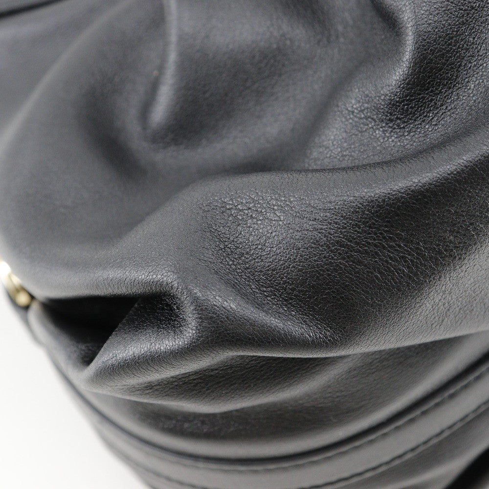 Bvlgari Chandra Hobo Leather Black Leather Handbag (Pre-Owned)