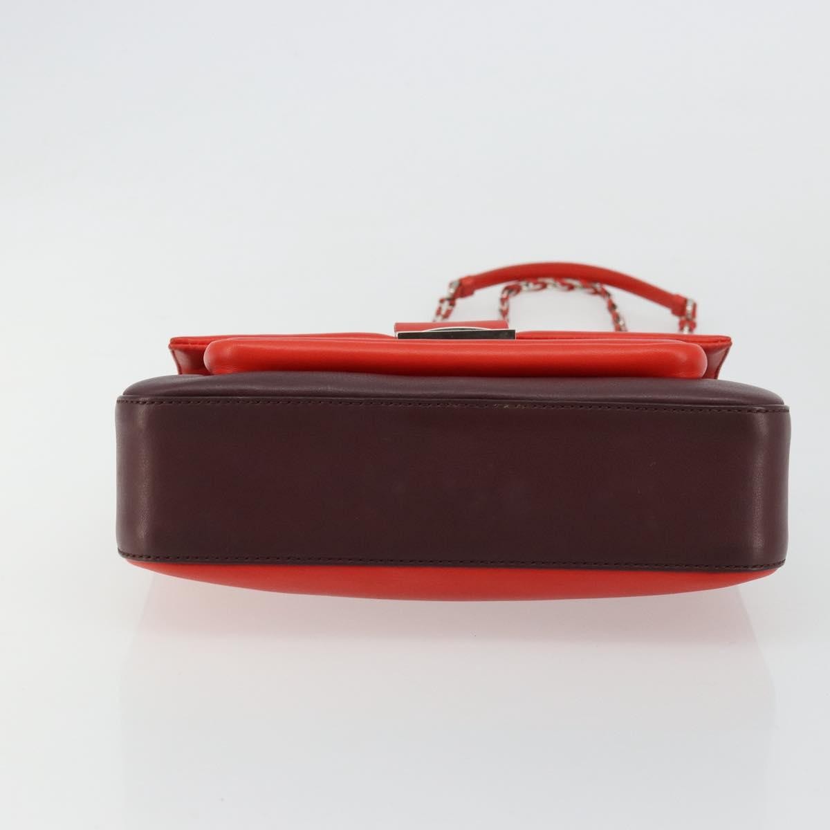 Fendi Be Baguette Flap Leather Red Leather Handbag (Pre-Owned)