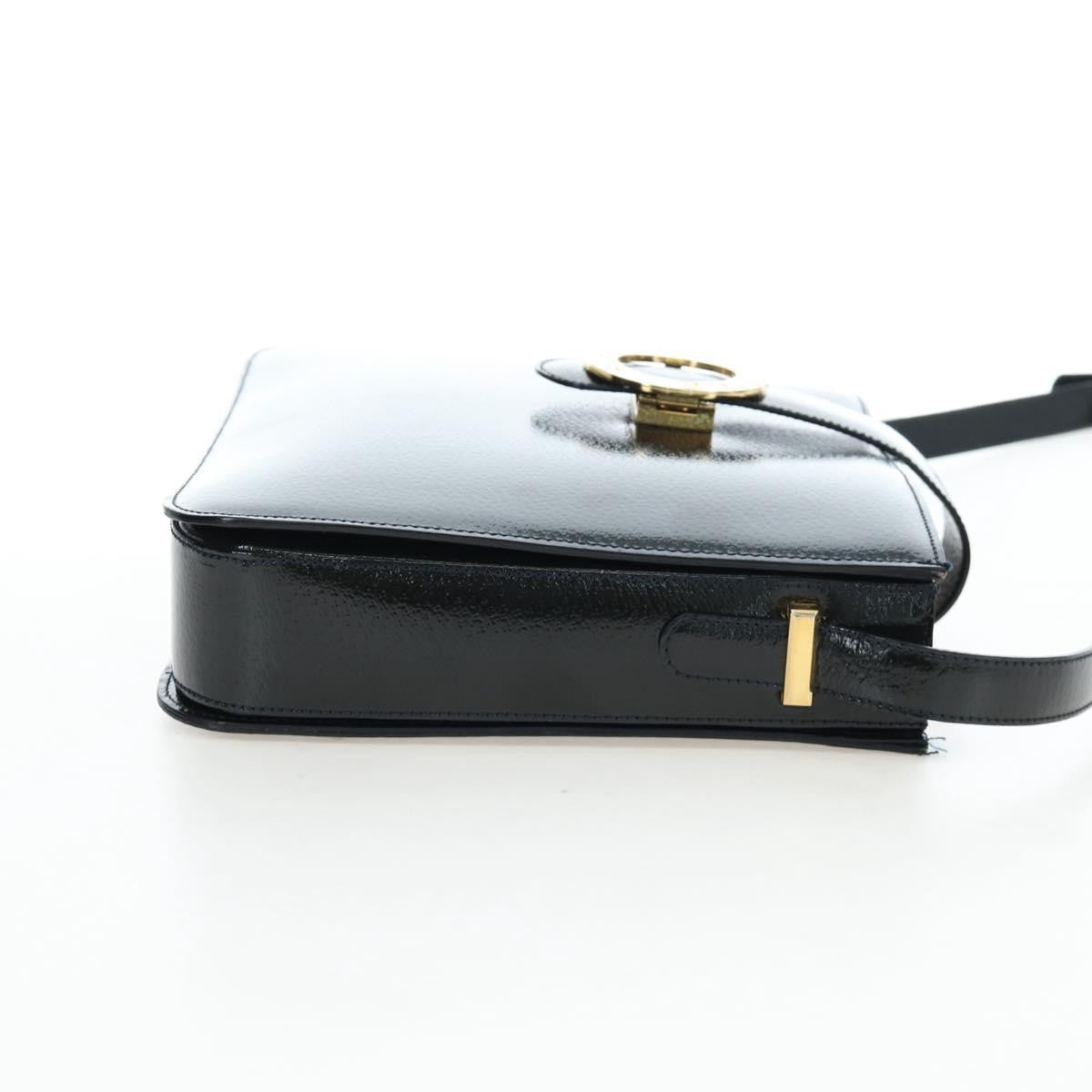 Celine Vintage Logo Ring Shoulder Bag Patent Leather Green Patent_Leather Shoulder Bag Bag (Pre-Owned)
