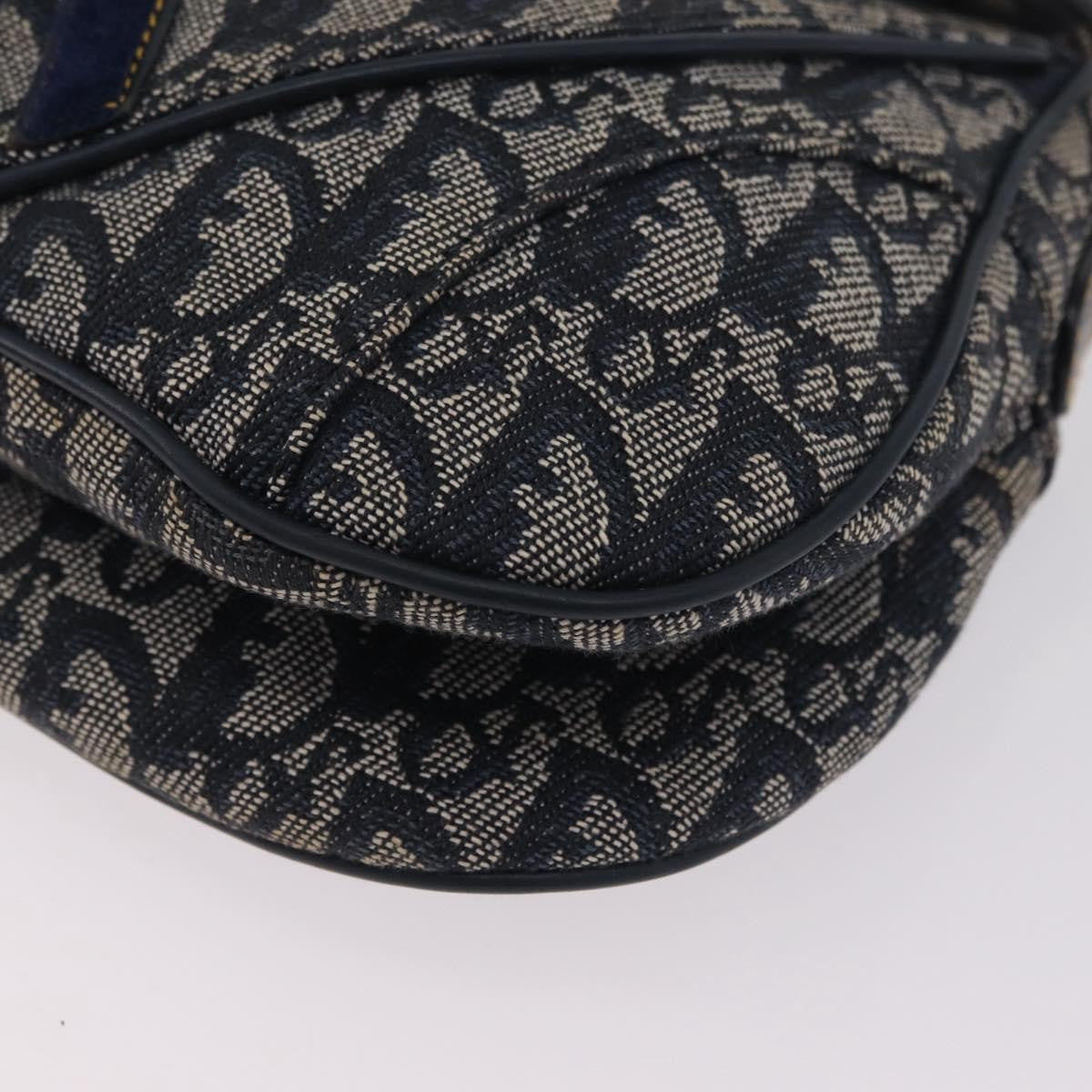 Christian Dior Vintage Double Saddle Diorissimo Canvas Navy Canvas Handbag (Pre-Owned)