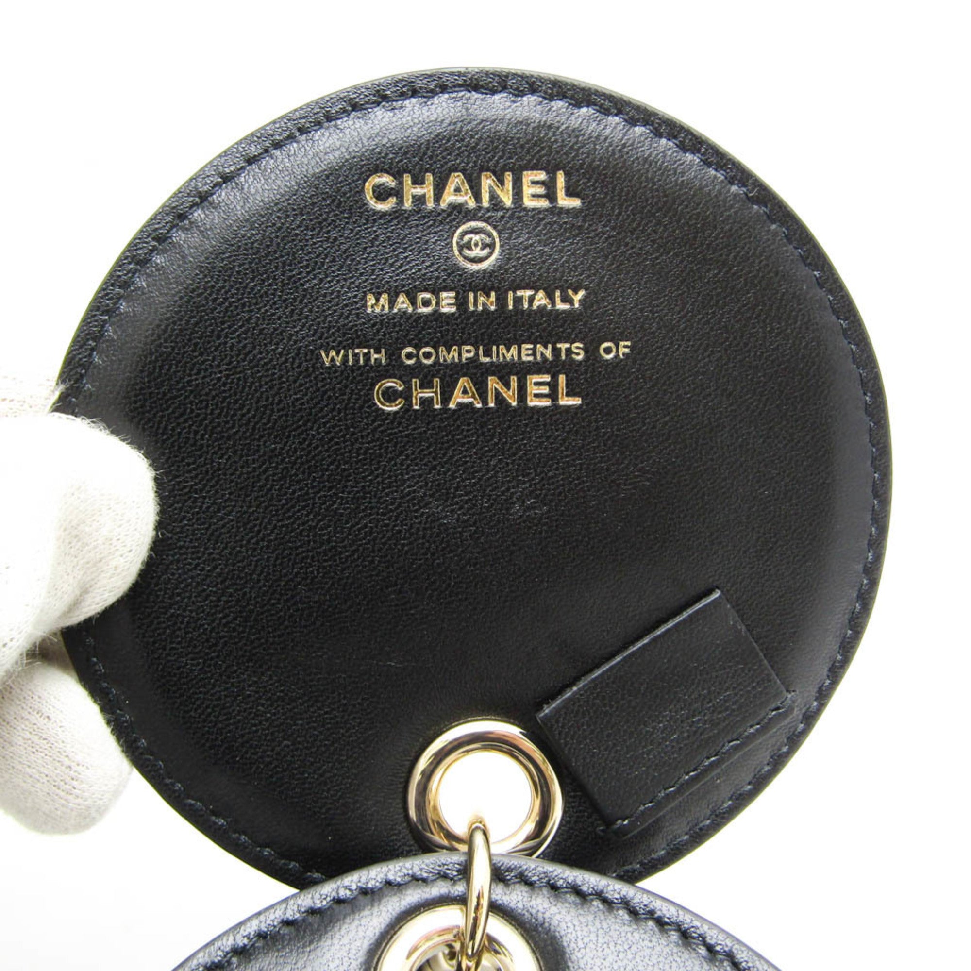 Chanel Name Tag Quilted Leather Black Leather Charms And Keychains Accessory (Pre-Owned)
