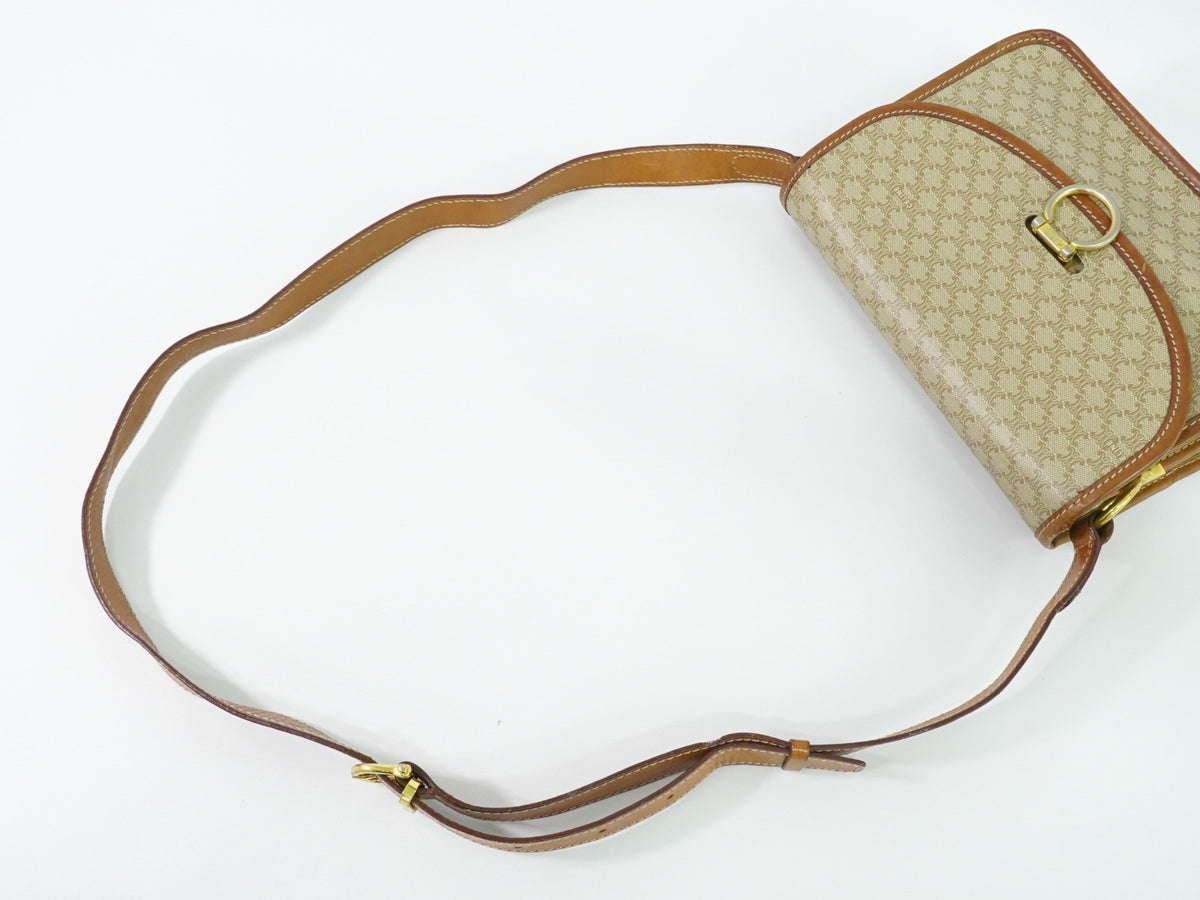 Celine Vintage Macadam Canvas And Leather Beige Canvas Shoulder Bag Bag (Pre-Owned)