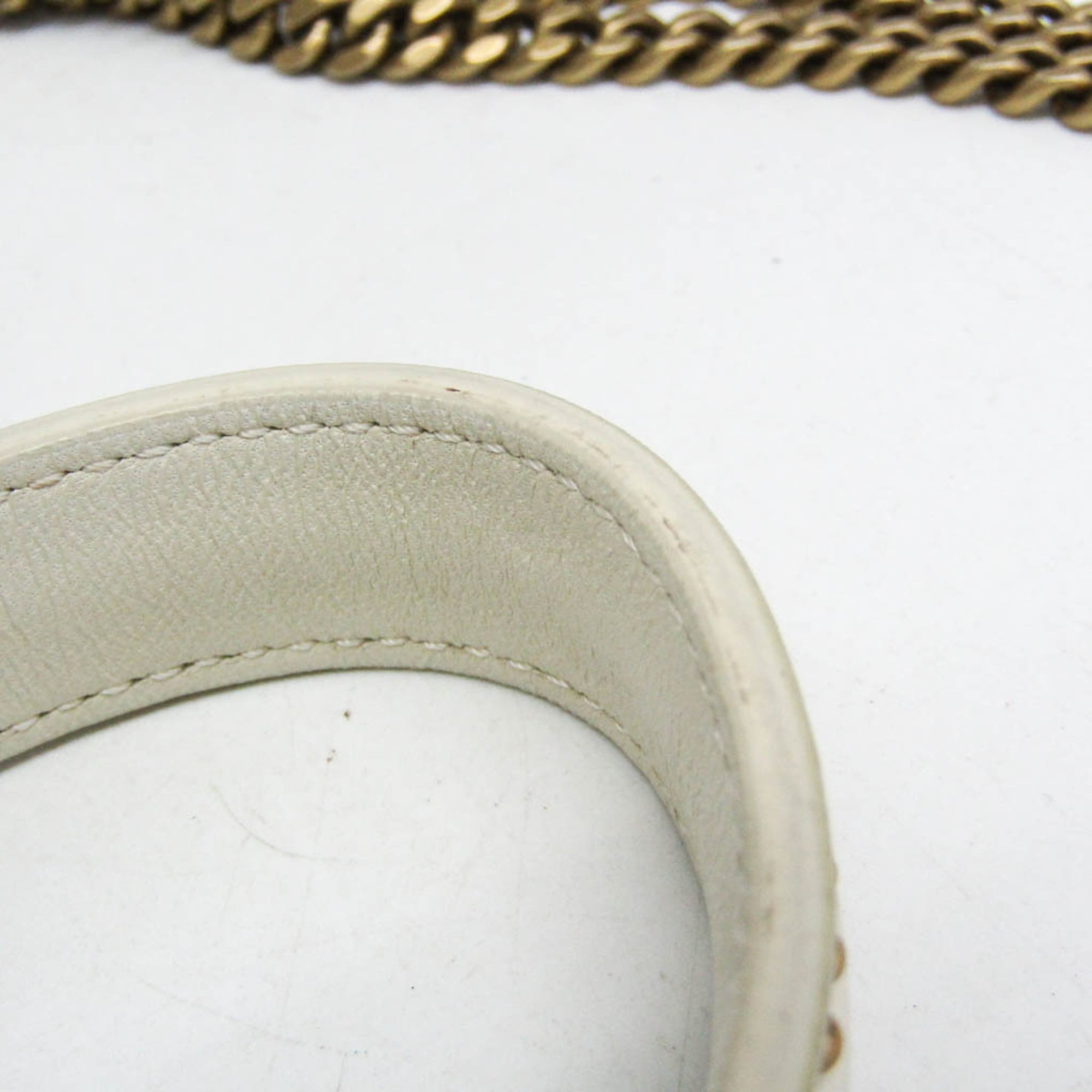 Christian Dior Diorama Vertical Clutch On Chain Studded Leather White Leather Clutche & Pouche Bag (Pre-Owned)