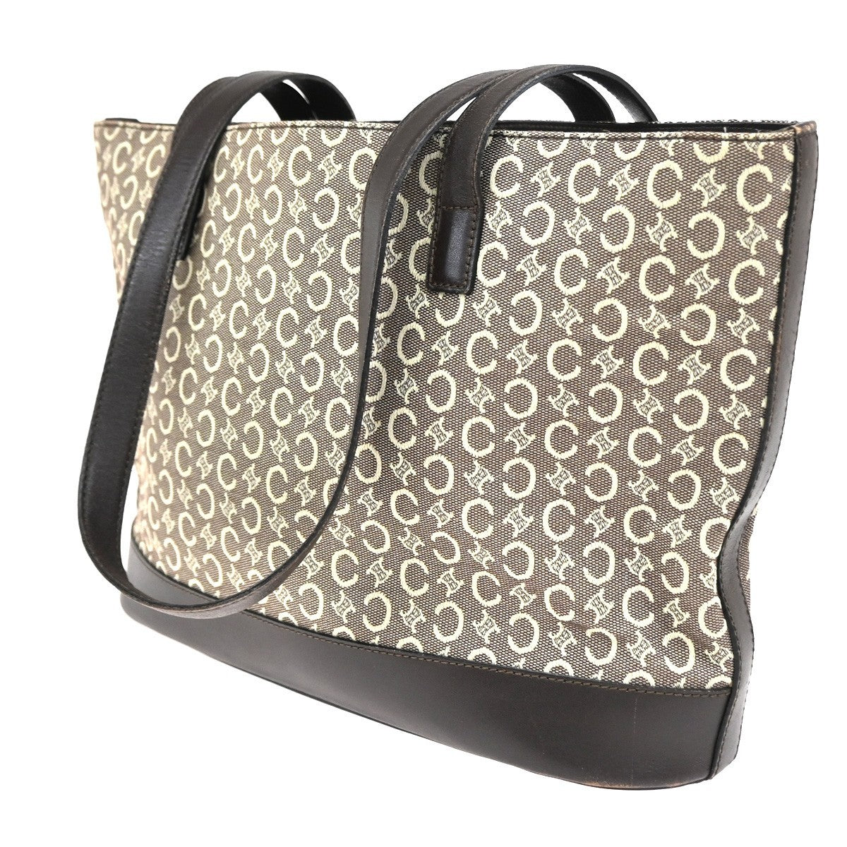 Celine Vintage Macadam Shopper Coated Canvas Brown Canvas Tote Bag Bag (Pre-Owned)