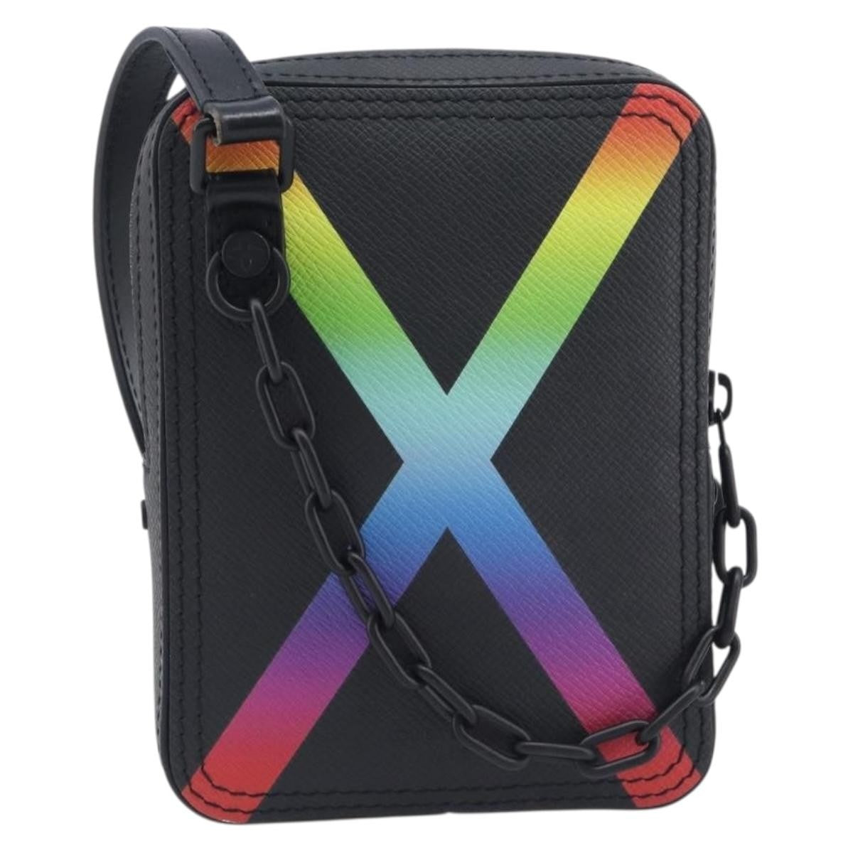 Louis Vuitton Danube Messenger Rainbow Taiga Leather Black Leather Handbag (Pre-Owned)