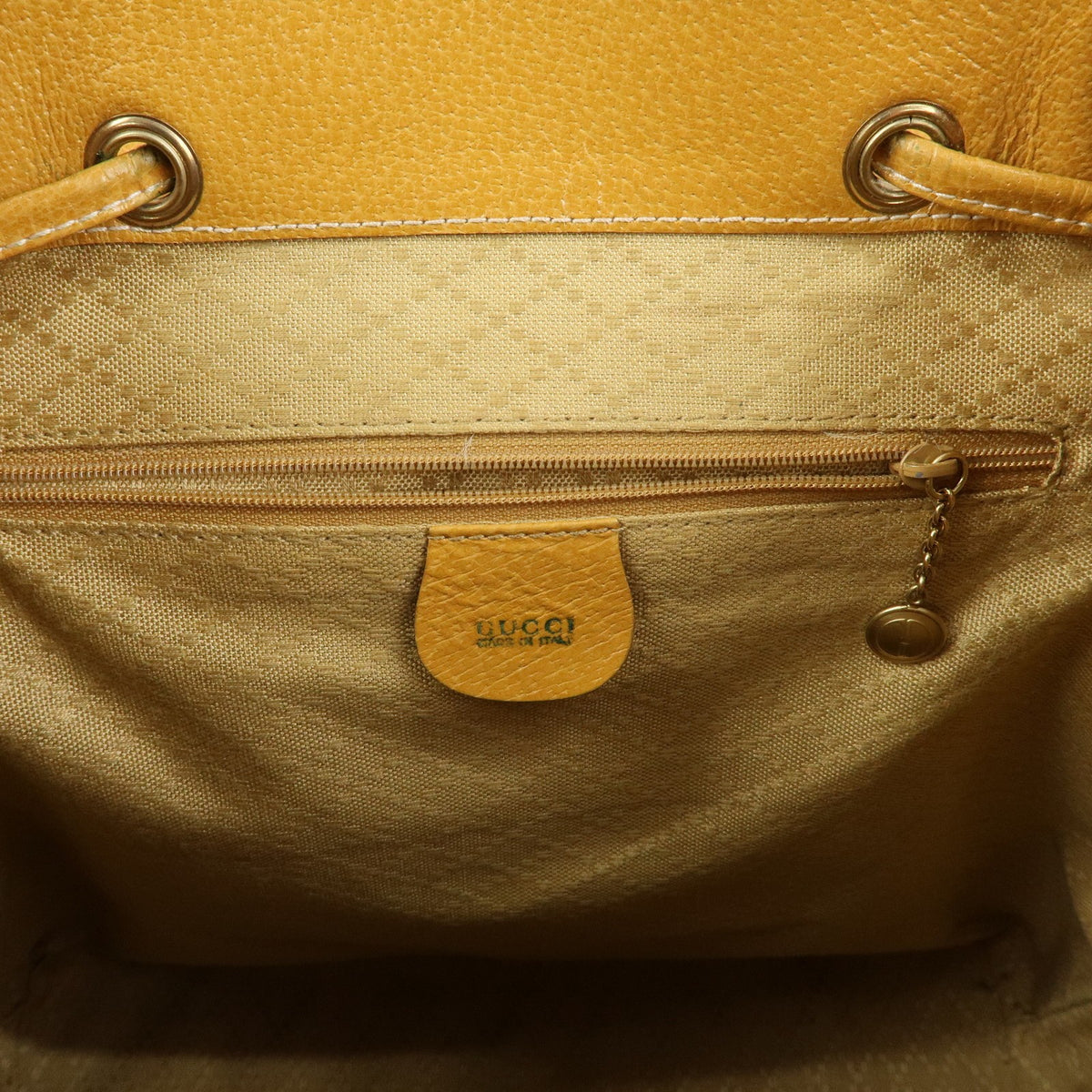 Gucci Vintage Bamboo Leather Yellow Leather Backpack Bag (Pre-Owned)