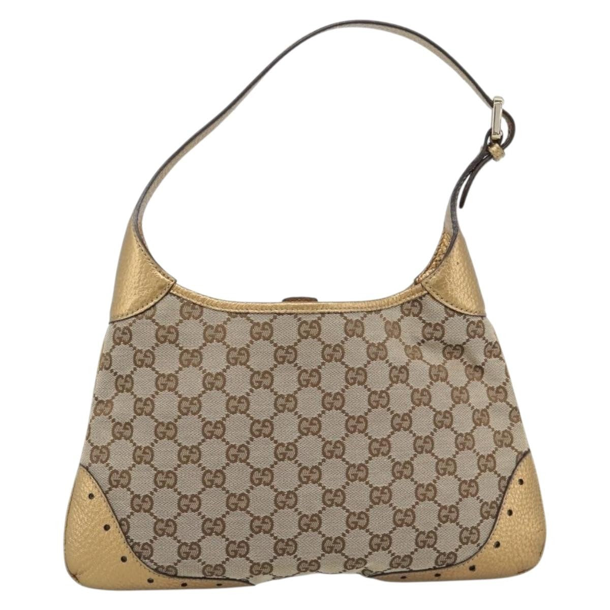 Gucci Vintage Jackie O Chain Hobo Gg Canvas Beige Canvas Handbag (Pre-Owned)