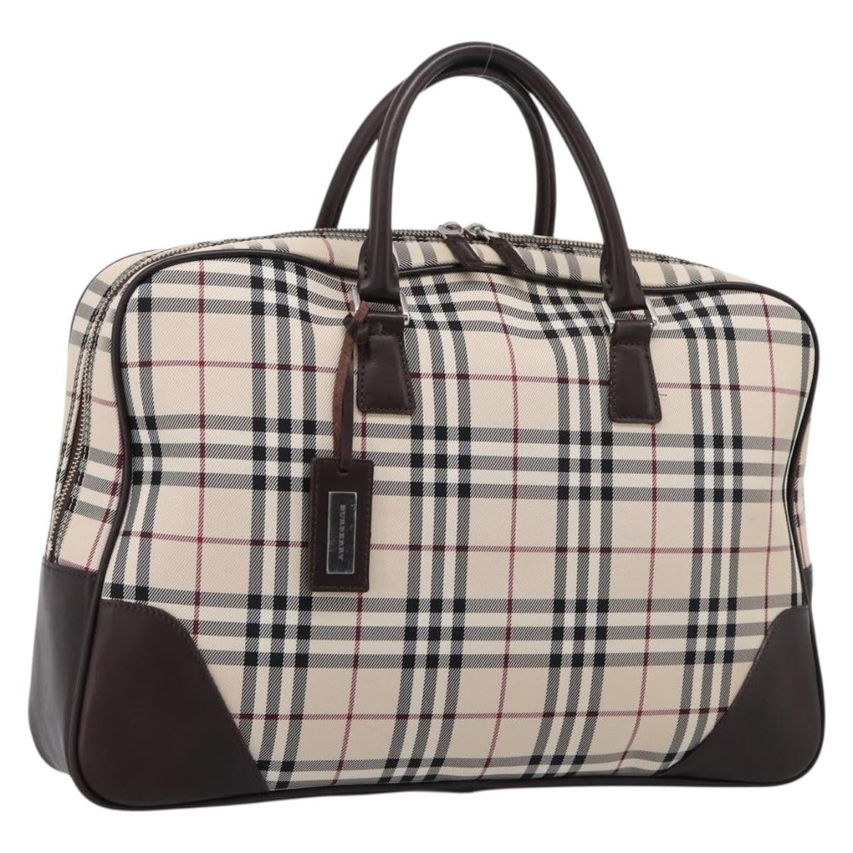 Burberry Boston Nova Check Canvas Beige Nylon Handbag (Pre-Owned)