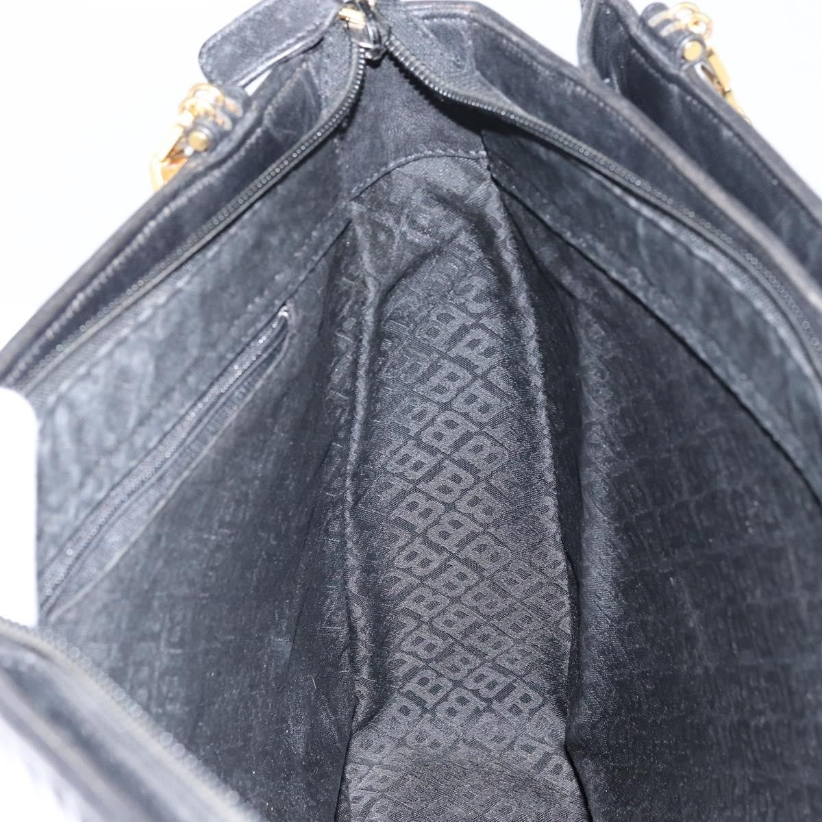 Bally Vintage Quilted Leather Black Leather Tote Bag Bag (Pre-Owned)