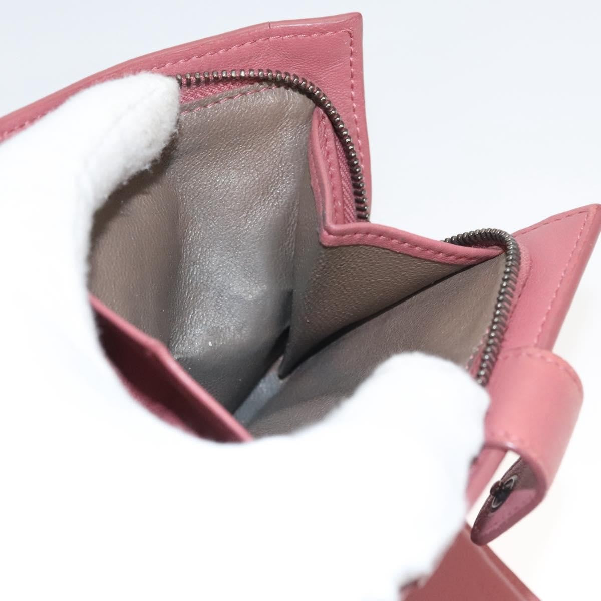 Bottega Veneta Bifold Coin Pocket Card Holder Intrecciato Nappa Pink Leather Wallets Accessory (Pre-Owned)