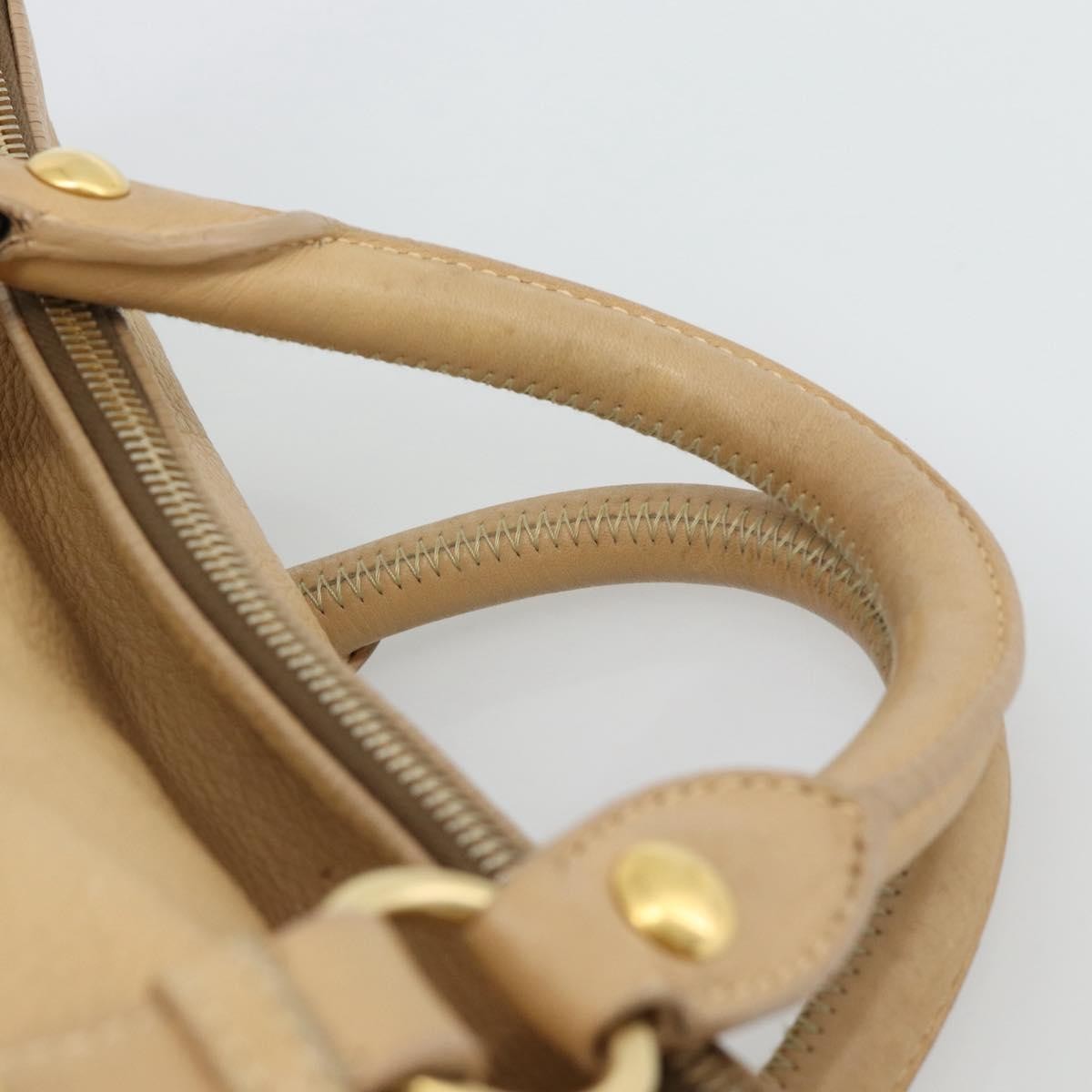 Miu Miu Convertible Satchel Leather Beige Leather Handbag (Pre-Owned)