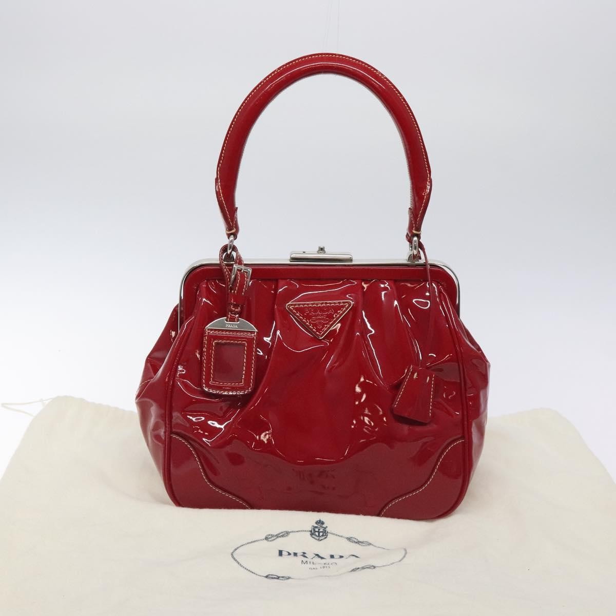 Prada Vintage Patent Leather Red Patent_Leather Handbag (Pre-Owned)