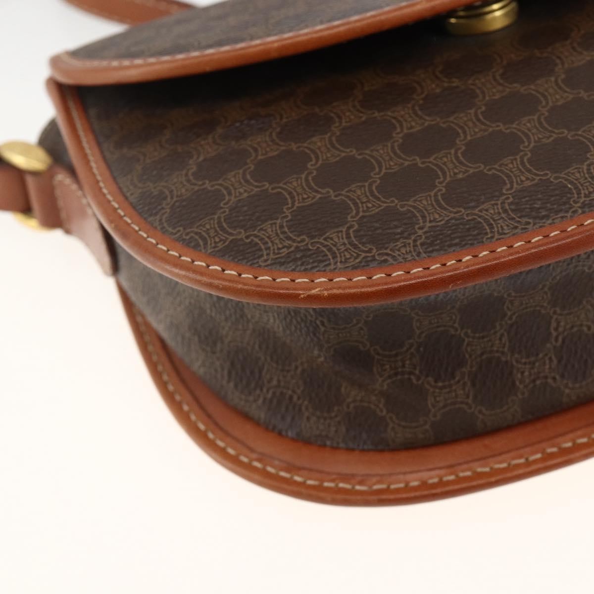 Celine Vintage Macadam Canvas And Leather Brown Canvas Shoulder Bag Bag (Pre-Owned)