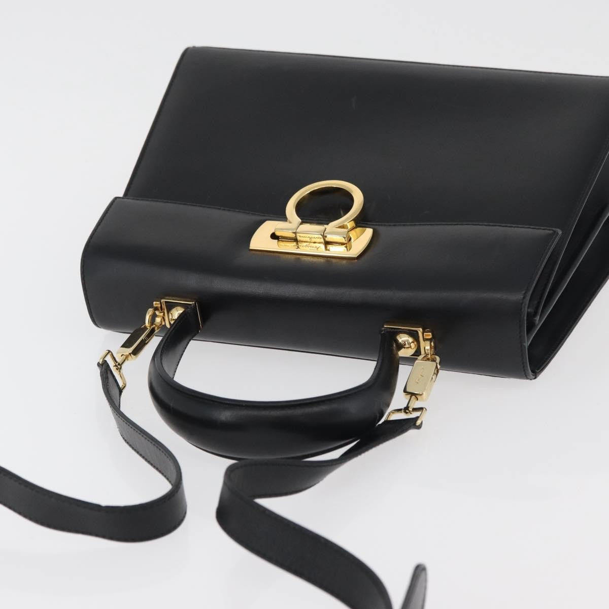 Salvatore Ferragamo Convertible Top Handle Leather Black Leather Handbag (Pre-Owned)