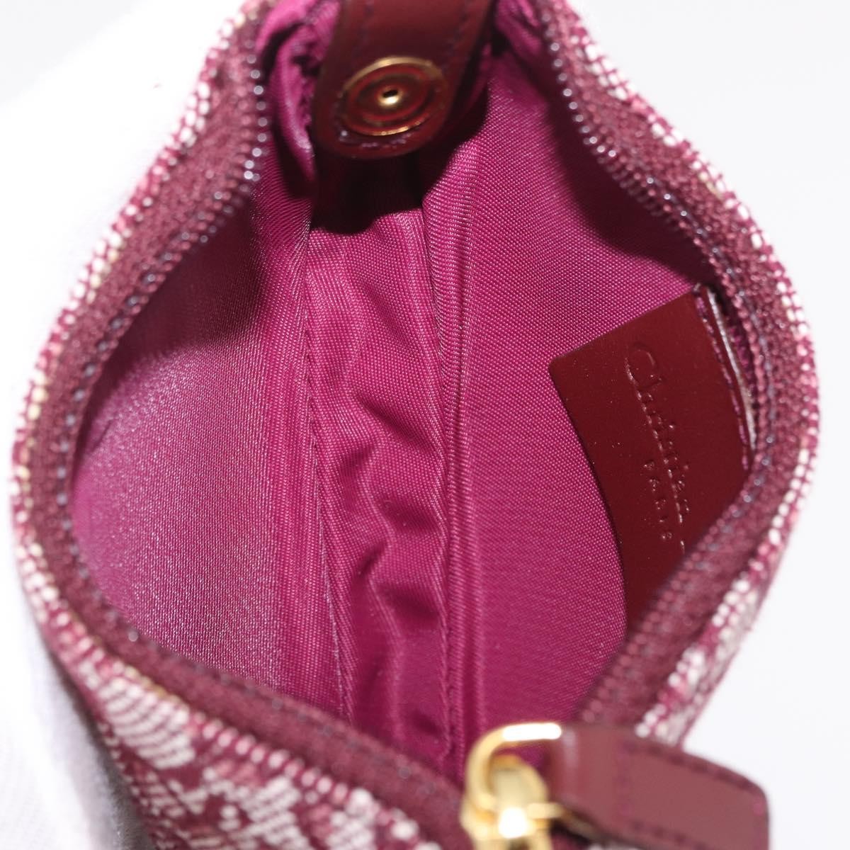 Christian Dior Vintage Saddle Zip Coin Purse Diorissimo Canvas Red Canvas Clutche & Pouche Bag (Pre-Owned)