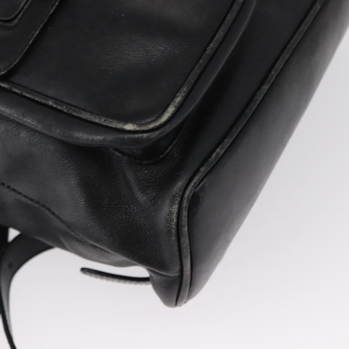 Gucci Vintage Bamboo Leather Black Leather Backpack Bag (Pre-Owned)