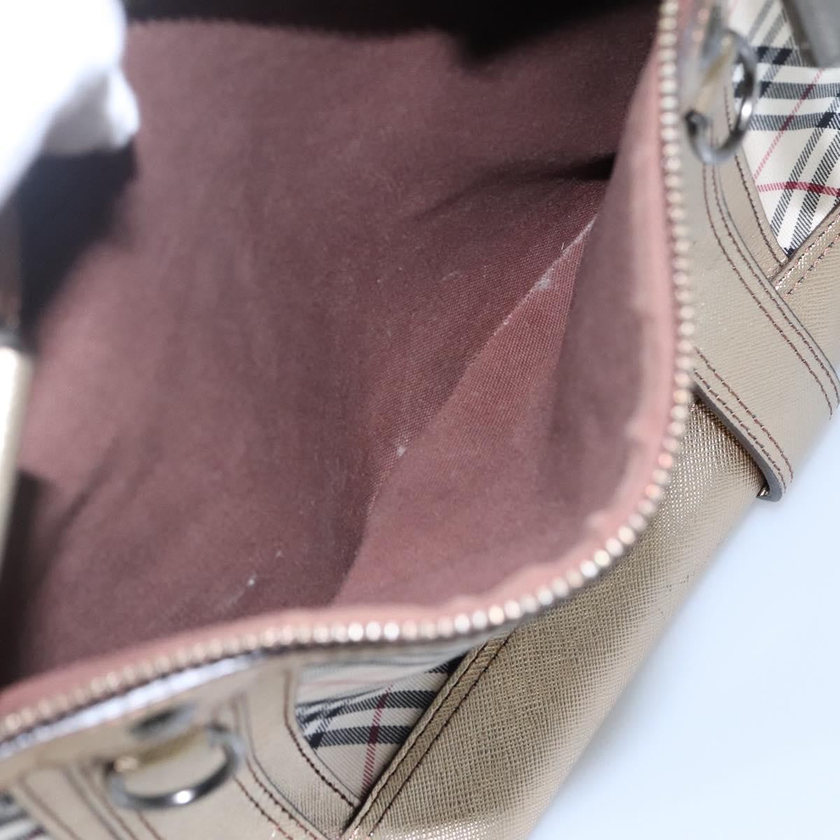 Burberry Nova Check Tote Canvas And Leather Beige Canvas Tote Bag Bag (Pre-Owned)