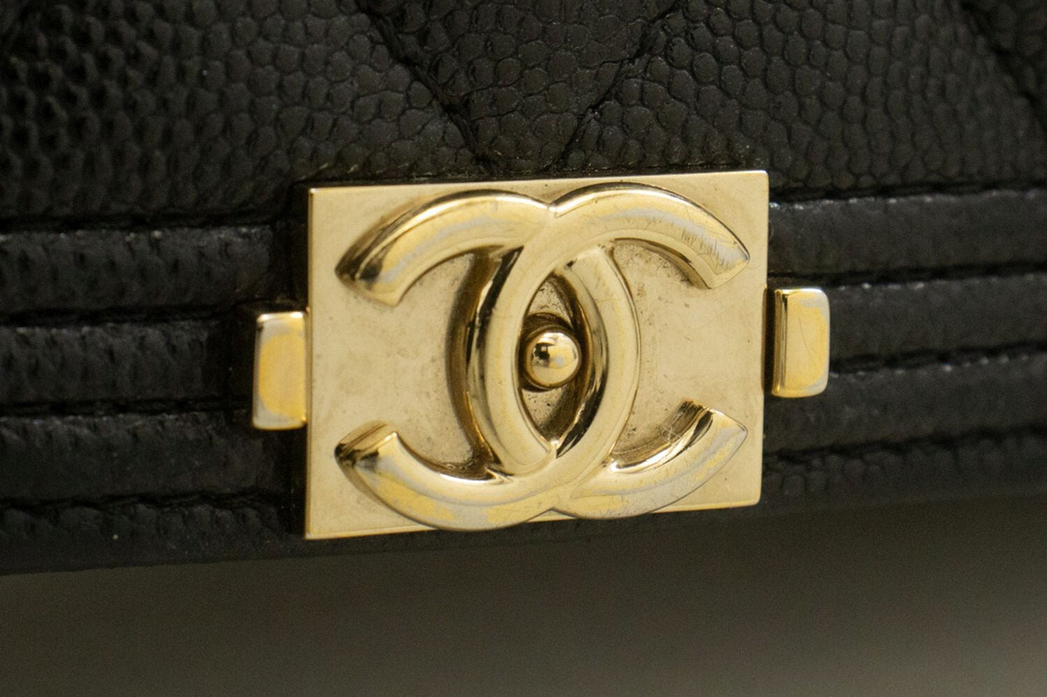 Chanel Boy Wallet On Chain Quilted Caviar Black Calfskin Wallets Accessory (Pre-Owned)